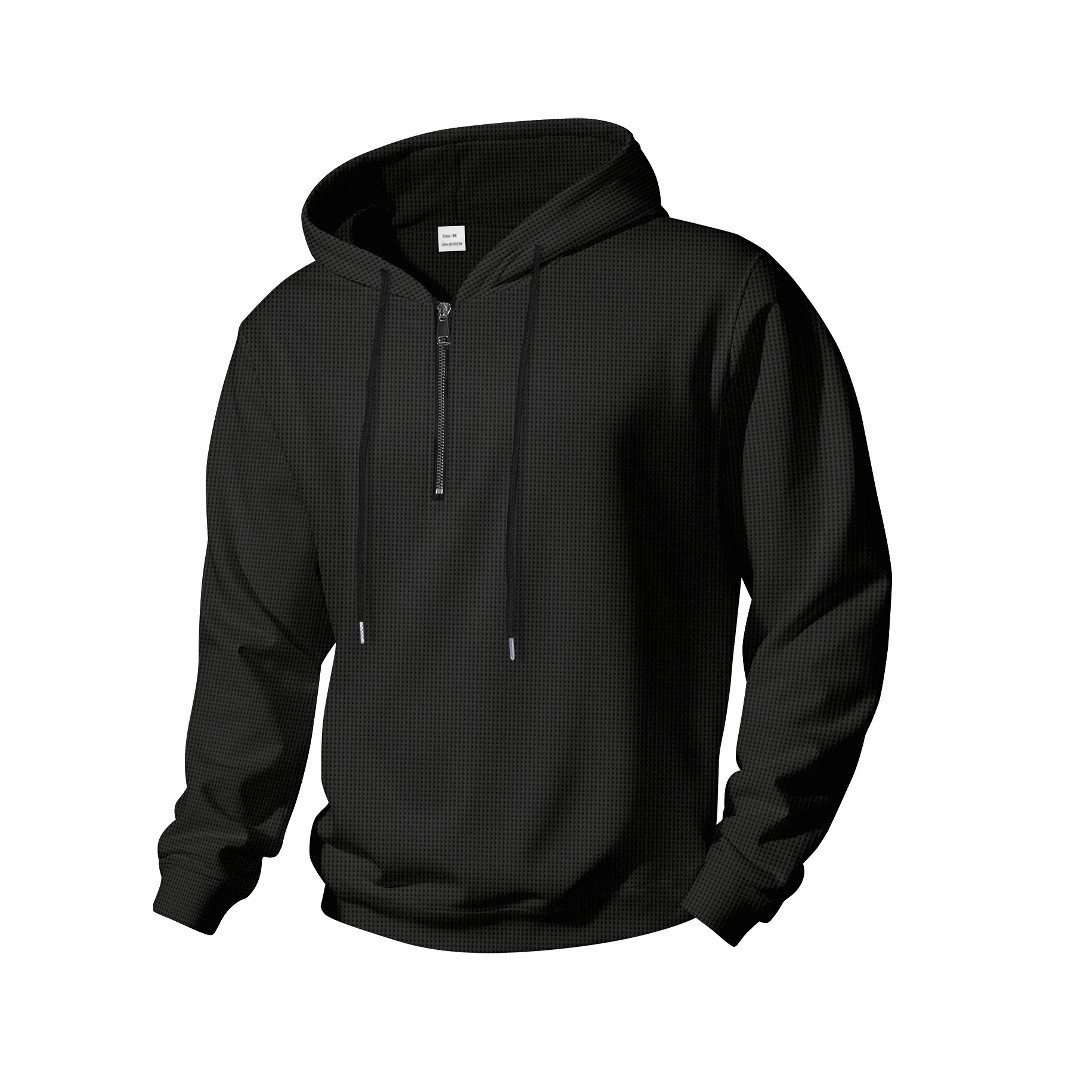 Men's Lightweight Hooded Half-Zip Pullover Sweatshirt - Casual Outdoor Sportswear For Fall & Spring (S-XXXL, Black/White/Grey/Khaki/Blue)_voghion.com