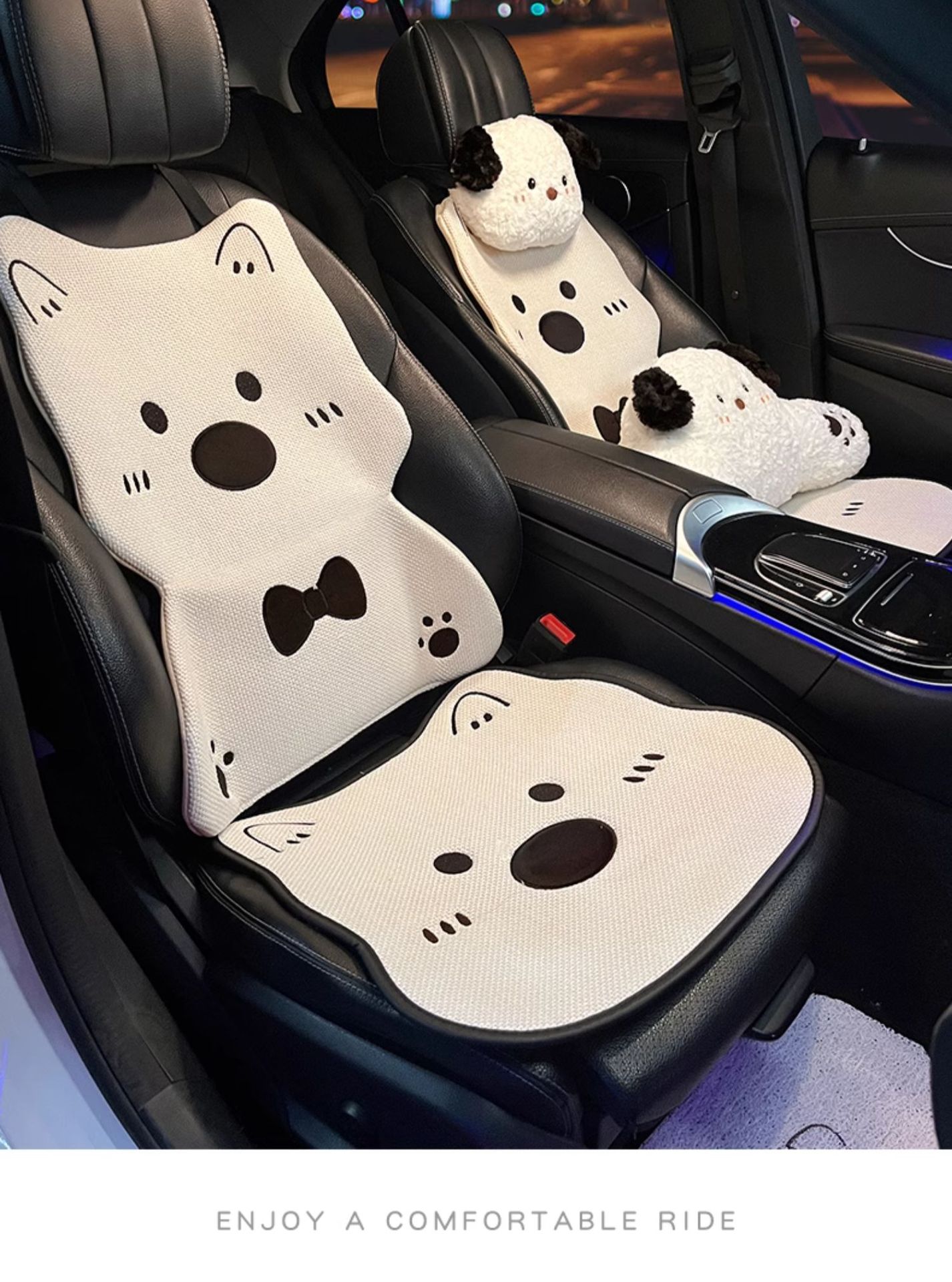 Car Seat Cushion for All Seasons, Cartoon West Highland Car Cushion, Skin-Friendly Car Interior Seat Cover for All Seasons, Cute for Girls