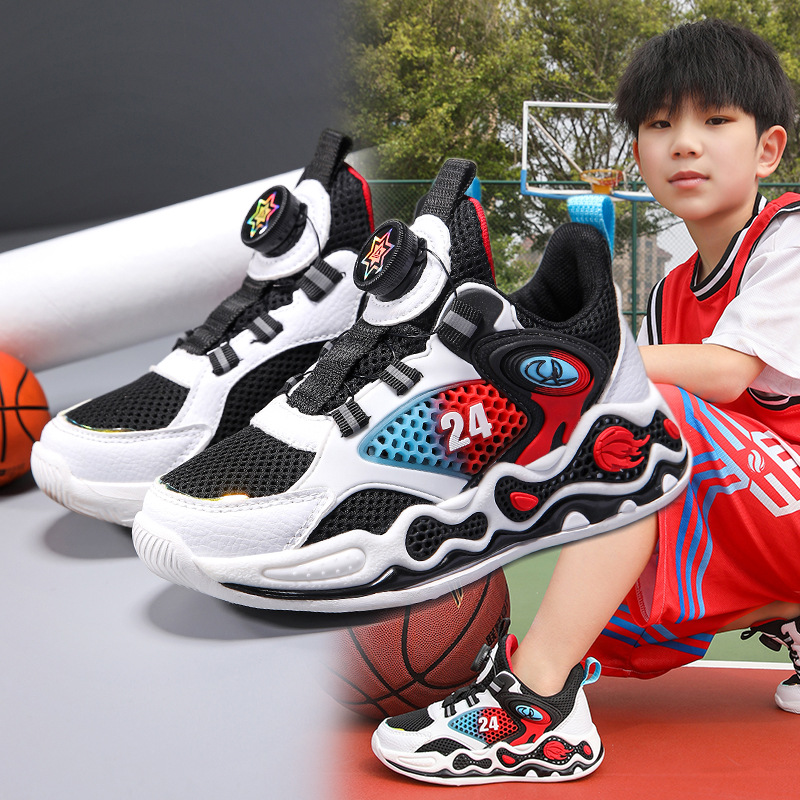 兒童籃球鞋網面夏季新款男童鞋摩擦有聲音實戰訓練鞋耐磨防滑運動