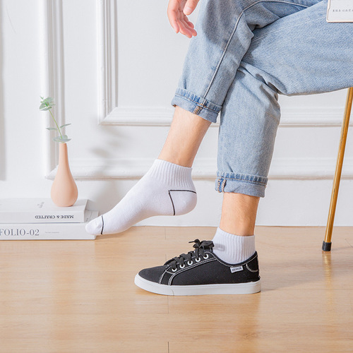 Men's 100% Cotton Summer Casual Simple Independent Packaging Antibacterial Deodorant Breathable Socks Fashion