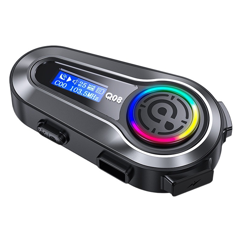 Q08 casco auricular Bluetooth FM radio EQ efecto de sonido pantalla LCD potencia volumen temperatura pantalla casco auriculares