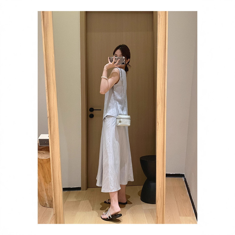 Dading自家製c*sと同じスタイル！ウエストツイスト90テンセルシャツとスカートスーツ夏気質ツーピースセット|undefined