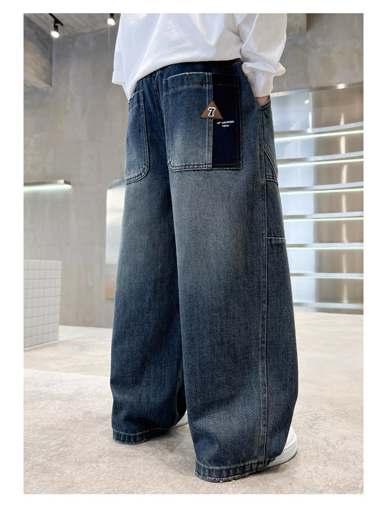 Casual denim broek voor jongens wijd model modieuze stijl_voghion.com
