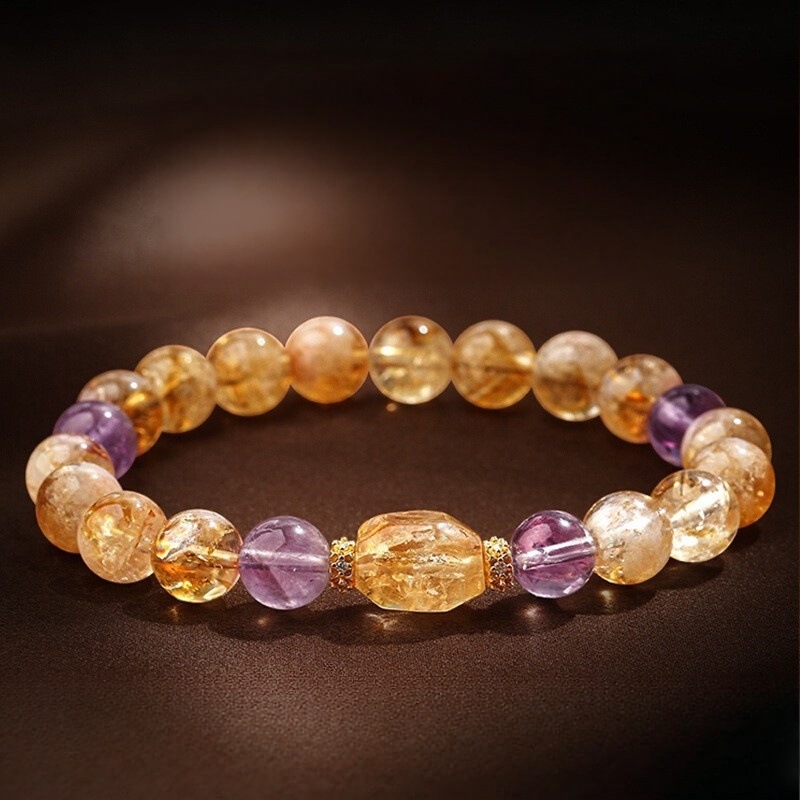 Natural citrine wealth-attracting bracelet, yellow pagoda crystal, auspicious and luxurious, exquisite beaded jewelry for women.