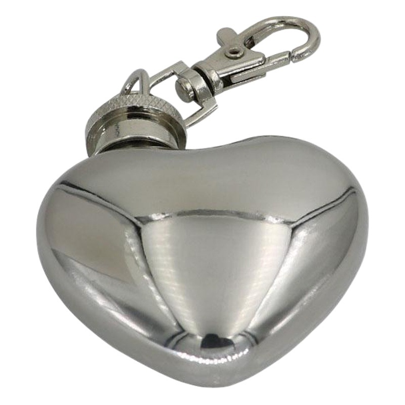 Stainless steel hip flask funnel mini heart peach 1 oz heart-shaped snuff bottle keychain