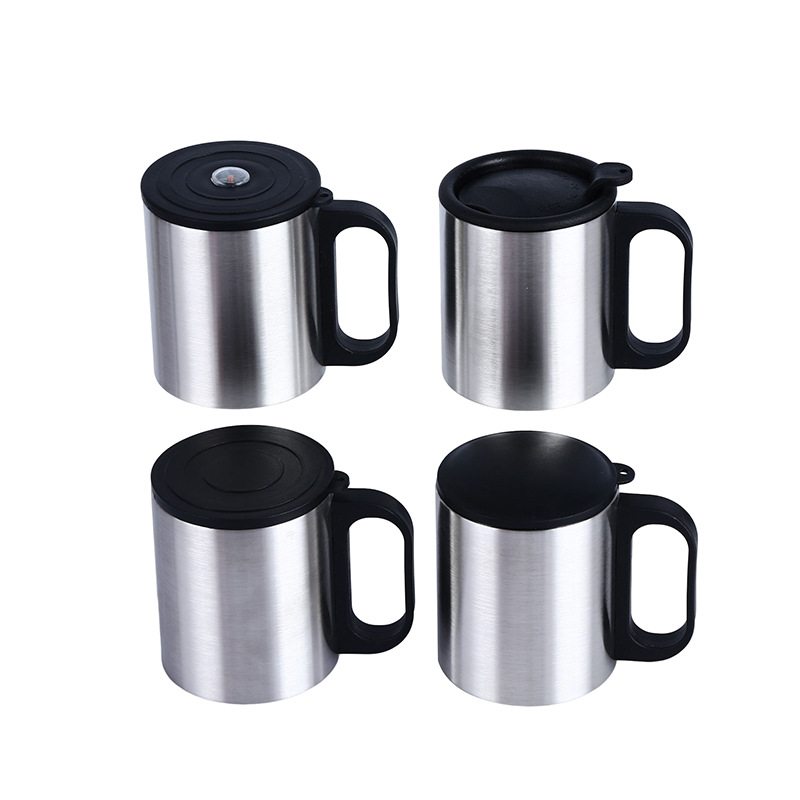 Taza de vacío de doble capa 304 transfronteriza con tapa taza de agua con mango taza de referencia multifunción taza resistente a la caída al por mayor