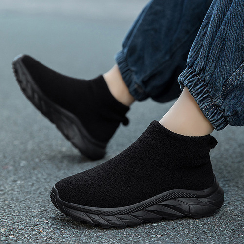 Children's Socks Shoes Neoprene High-Top Slip-On Casual Sports Big Kid Shoes Girls Flyknit Breathable Elastic Shoes