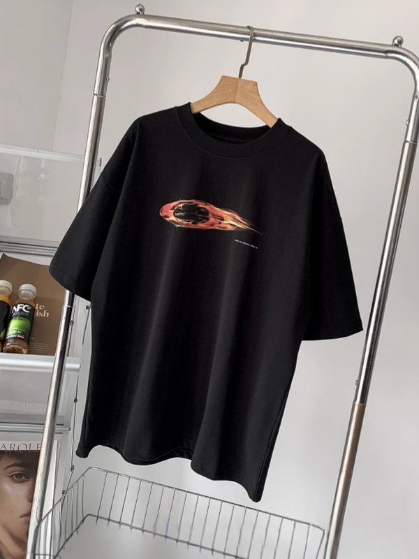 男女兼用天井Tシャツ、アメリカンレトロレタープリント半袖、ゆったりカジュアル、アウトドア通気性五分袖|undefined