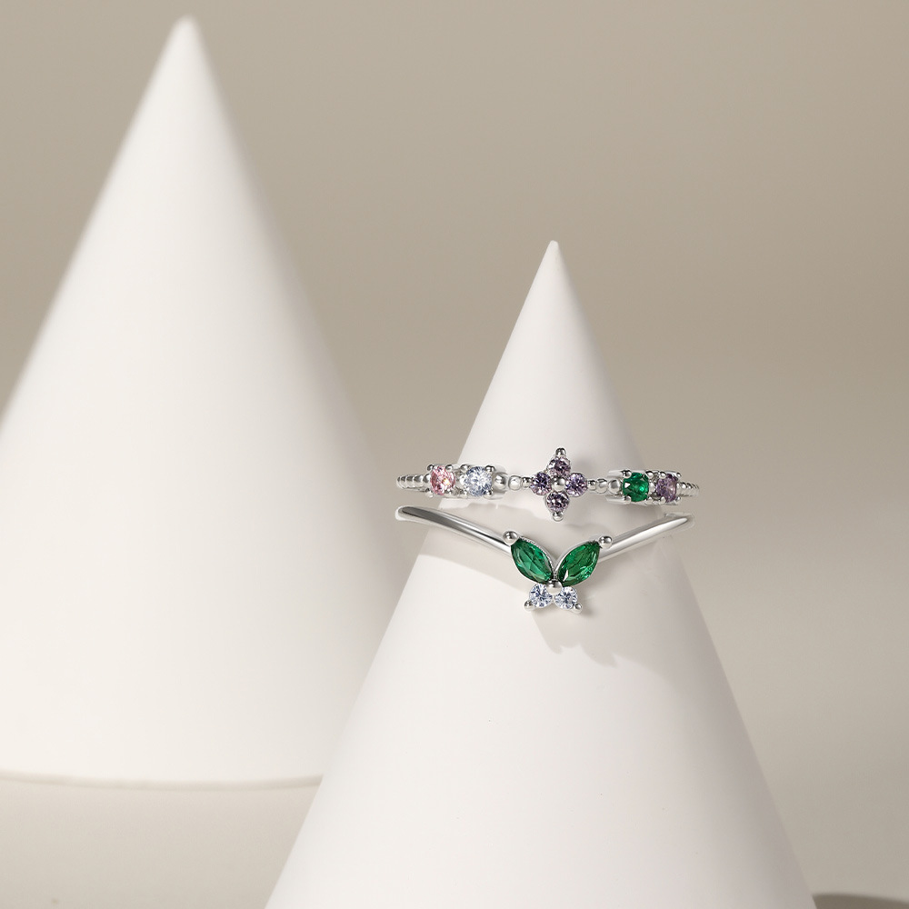 2g Weight Zircon Inlay Material Open Rings Classification Adjustable Ring Size 1 Piece Quantity Daily Occasion 925 Sterling Silver Material Cross, Heart Shape, Butterfly Pattern All Seasons Season Women's Gender Plating, Inlay Design Simple Style, IG Style Style 925 Sterling Silver Zircon Cross Heart Shape Butterfly Open Rings 925 Sterling Silver Rings 45