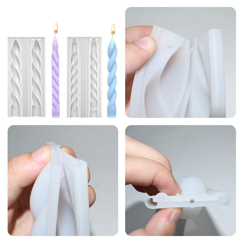 DIY cristal epoxi de forma especial delgada barra larga vela molde espiral barra vela molde de silicona