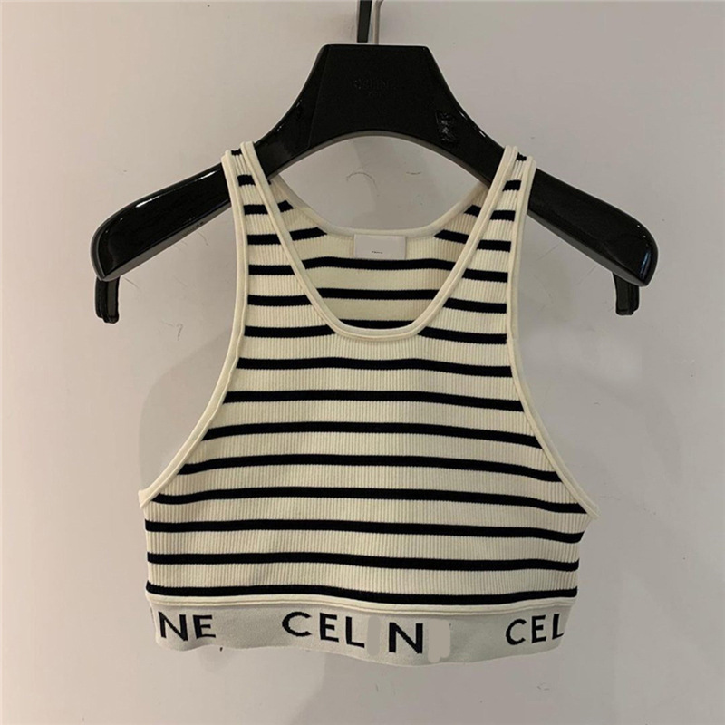 Lisa Internet Celebrity 21 Xia Sai New Chic Versatile Short Knitted Cotton Stripesd Letter Vest Bottoming Top for Women Lisa Internet Celebrity 21 Xia Sai New Chic Versatile Short Knitted Cotton Stripesd Letter Vest Bottoming Top for Women