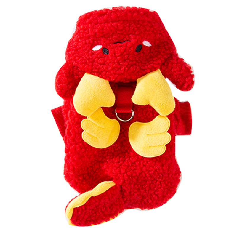 Otoño y invierno perros adorables elementos de danza de león encapuchados contrapeso chaqueta de terciopelo perros pequeños y medianos Teddy gato ropa de mascotas