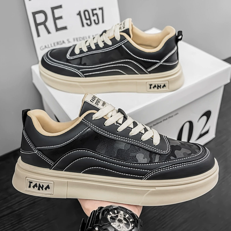 Мужские кроссовки осень 2025, новая трендовая модель, универсальные кожаные повседневные кроссовки, спортивные, на высокой подошве, белые, модные.