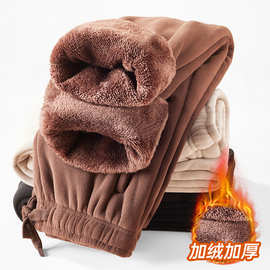 双面绒休闲裤男保暖奥粒绒针织运动裤冬季纯色束脚卫裤新款羊绒裤