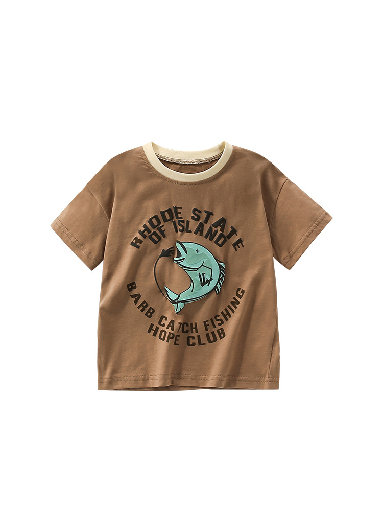 Camiseta de niño malwee transfronteriza de manga corta verano nuevo estilo niños europeos y americanos casual cuello redondo hermoso top estampado