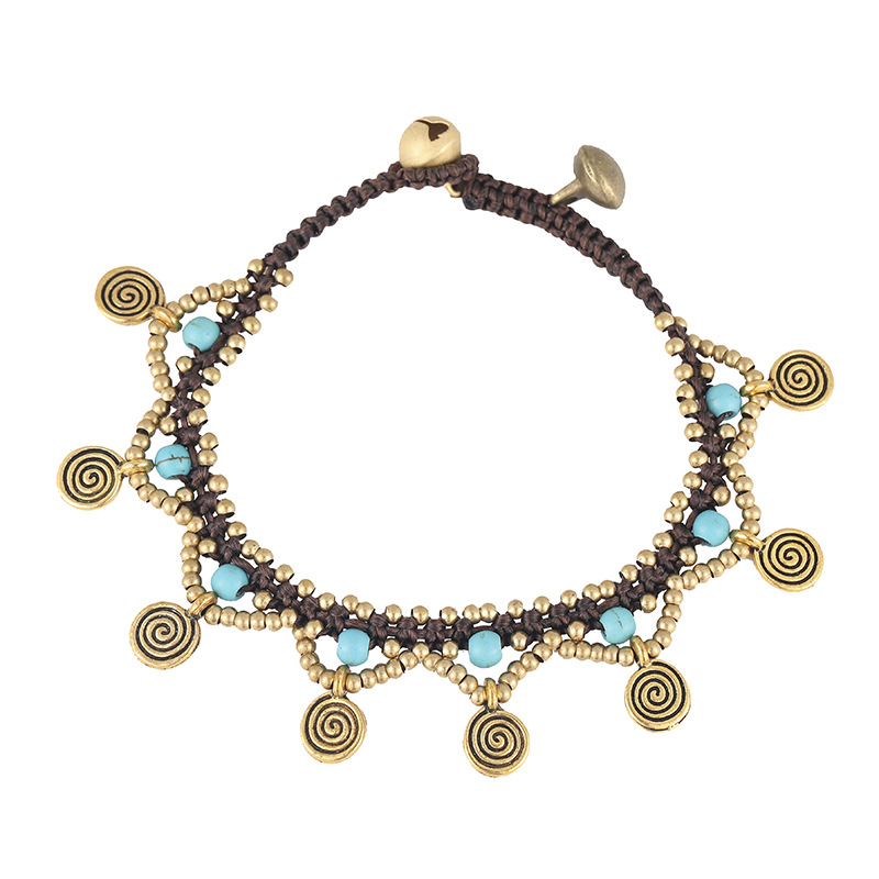 Bohemian Style Turquoise Bracelet With Beads And Copper Accessories_voghion.com