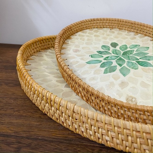 Vietnamese rattan woven Japanese fruit plate tea shell snacks homemade living room snack tray tea snack snack storage basket