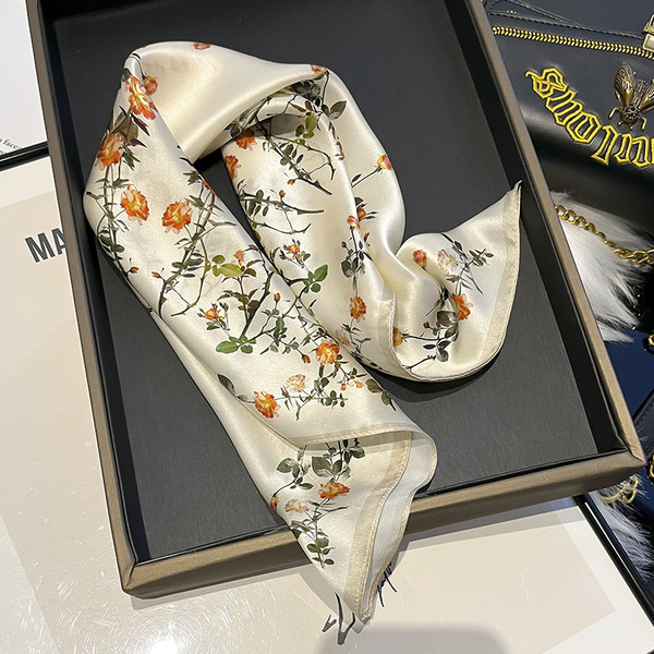 Beige summer universal silk handkerchief