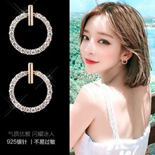 S925银针韩国个性简约百搭耳环圆圈迷你小耳坠女  厂家批发