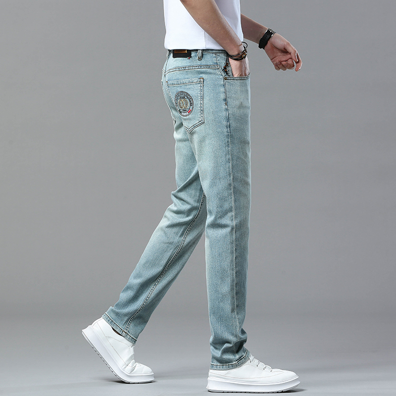 High-end Retro Washed Jeans Men's Straight Slim-fit High-end European-made Autumn Nostalgic Embroidered Duffian Handsome Trousers High-end Retro Washed Jeans Men's Straight Slim-fit High-end European-made Autumn Nostalgic Embroidered Duffian Handsome Trousers