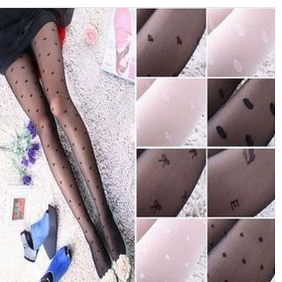 Tattoo sheer tights, spring-summer thin patterned stockings, black & white, multiple designs