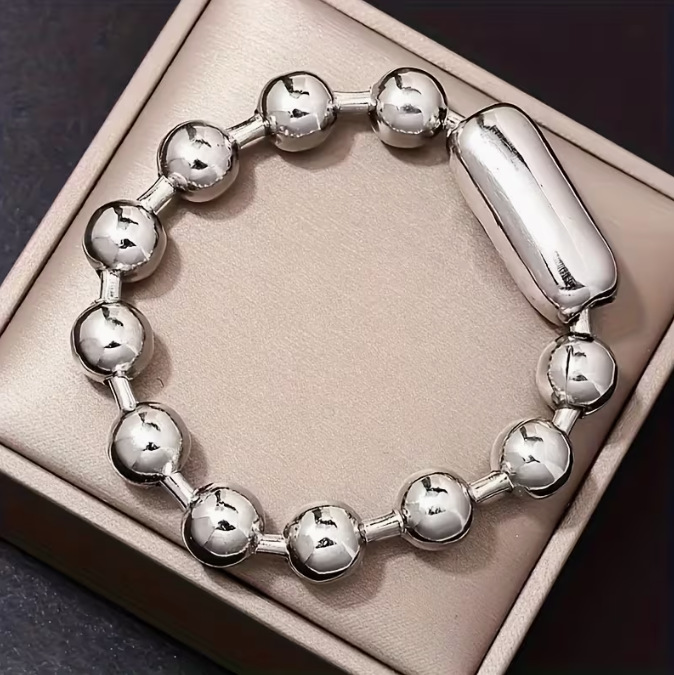 Wholesale Stainless Steel 8mm Round Bead Bracelet, Personalized, Simple, Versatile, Trendy Women's Titanium Steel Bead Chain Hand Jewelry Gift