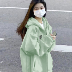 ドーパミンの帽子の衛衣の女性の春秋の爆発の小さい背のファスナーのカーディガンの学院の風の中学校の学生のゆったりしているコート