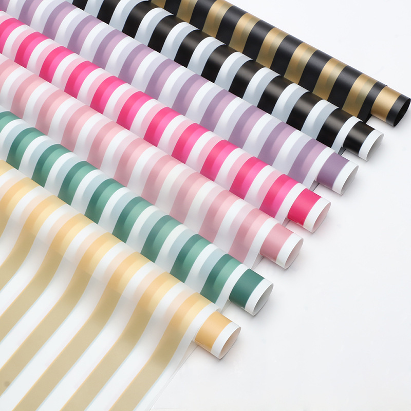 Huasei grandes rayas de papel de embalaje de flores comercio exterior transfronterizo niebla cara buquete impermeable diy florista flor paquete de flores