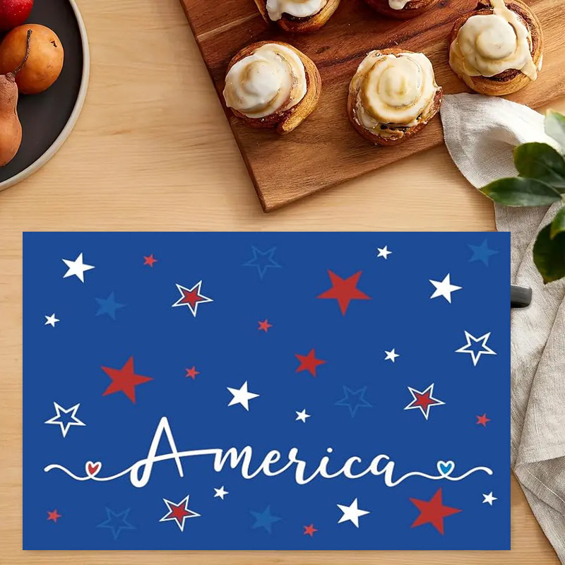 Transfronterizos lino almohadilla de mesa Aliexpress TEMU Amazon almohadilla de mesa cuadrada búfalo rojo almohadilla de Navidad Día de la Independencia