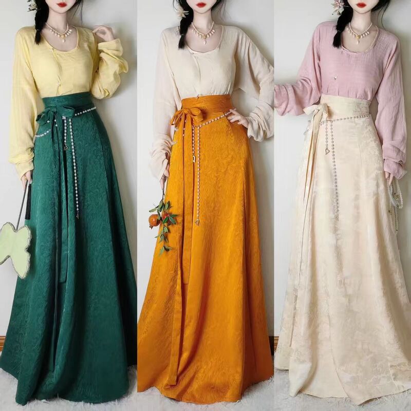 New Chinese-Style Tang-Style Hanfu, Improved Versatile Draped Collar Shirt with Jacquard Pattern, 2025 Autumn and Summer New Model for Daily Commuting Hanfu New Chinese-Style Tang-Style Hanfu, Improved Versatile Draped Collar Shirt with Jacquard Pattern, 2025 Autumn and Summer New Model for Daily Commuting Hanfu