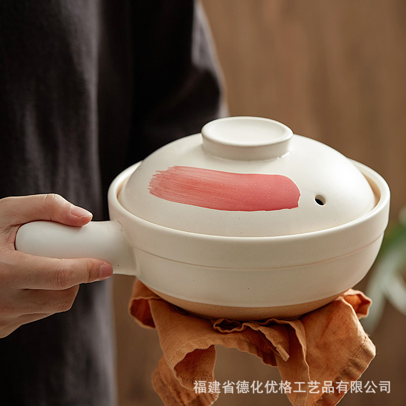 日式带柄砂锅炖锅家用燃气煲汤锅一人食煲仔饭煤气灶专用砂锅小号