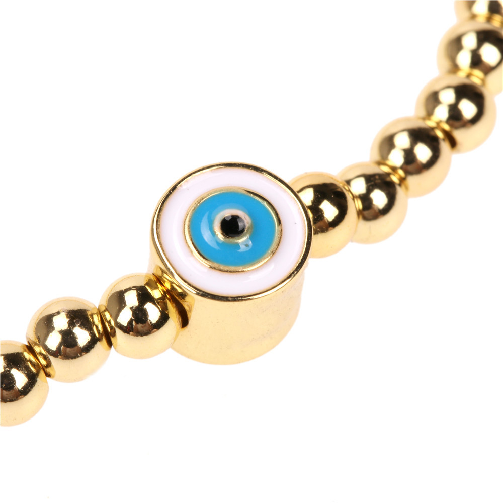 Vintage Blue Devil's Eyes Dripping Oil Beads Chain Copper Bracelet Wholesale Nihaojewelry display picture 11