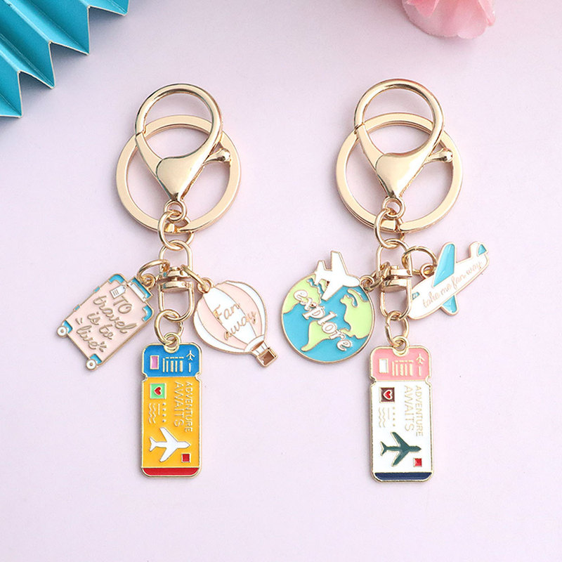 Creative Travel Luggage boarding pass Alloy Couple Keychain Bag Pendant Accessories Tourist Souvenir Accompanying Gift