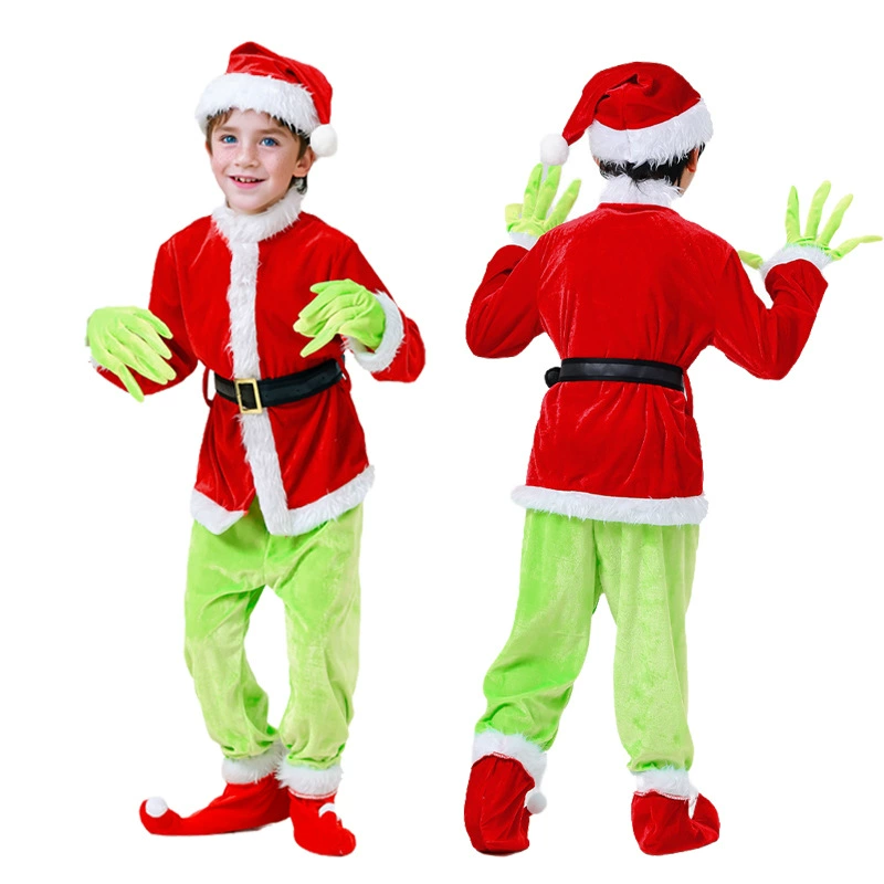 Трансграничные горячие продажи новых детских рождественских монстров зеленых волос Гринч рождественская вечеринка персонажа одеваются костюмы
