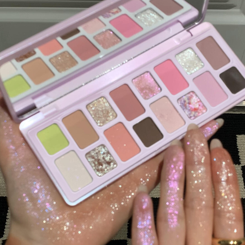 DIKALU Sweet Juice Color Starts in Cacey 16 Color Eye Shadow Plate Matte Pearlescent Pink Green Contrast Sweet Eye Makeup DIKALU Sweet Juice Color Starts in Cacey 16 Color Eye Shadow Plate Matte Pearlescent Pink Green Contrast Sweet Eye Makeup