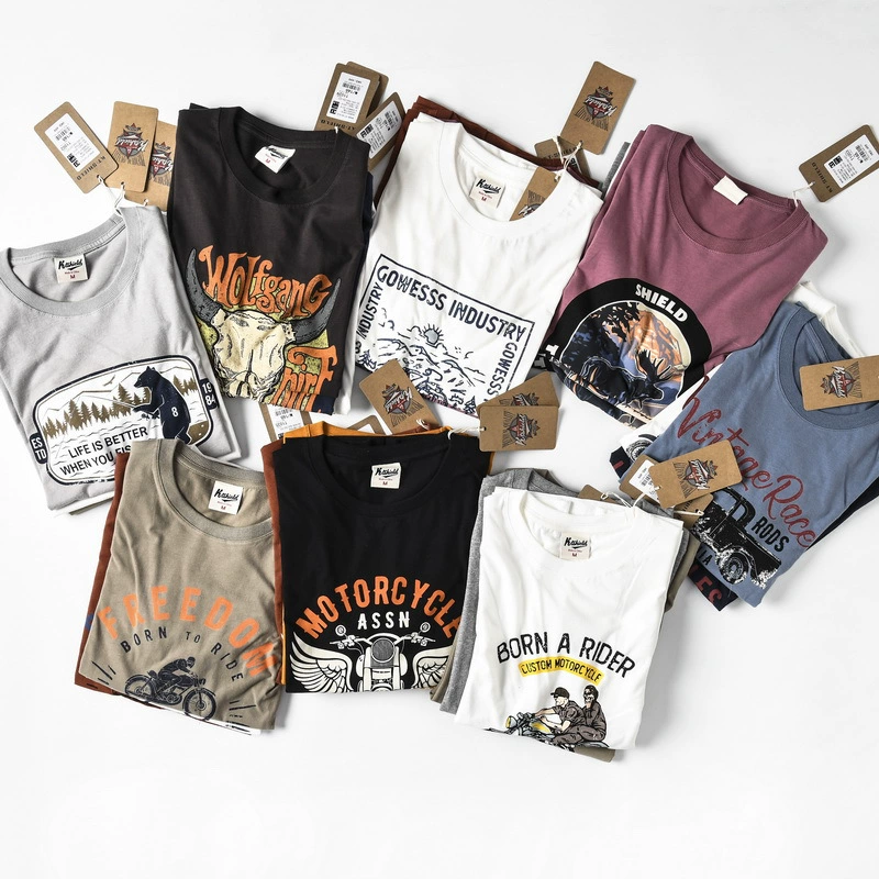 Один кусок оптом! Гонконгская Мода зарубежный заказ фабрики оригинальный заказ на хвост модный бренд товары крупного рогатого скота оставшийся заказ 100 хлопок с принтом Футболка с коротким рукавом