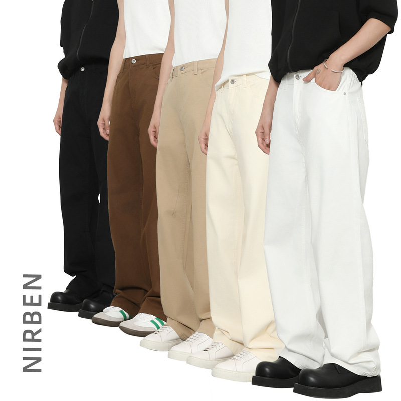 Nirben Cowboy | New Semi-Elastic Waist Versatile Casual Pants Maillard Loose Straight Pants for Men and Women Nirben Cowboy | New Semi-Elastic Waist Versatile Casual Pants Maillard Loose Straight Pants for Men and Women