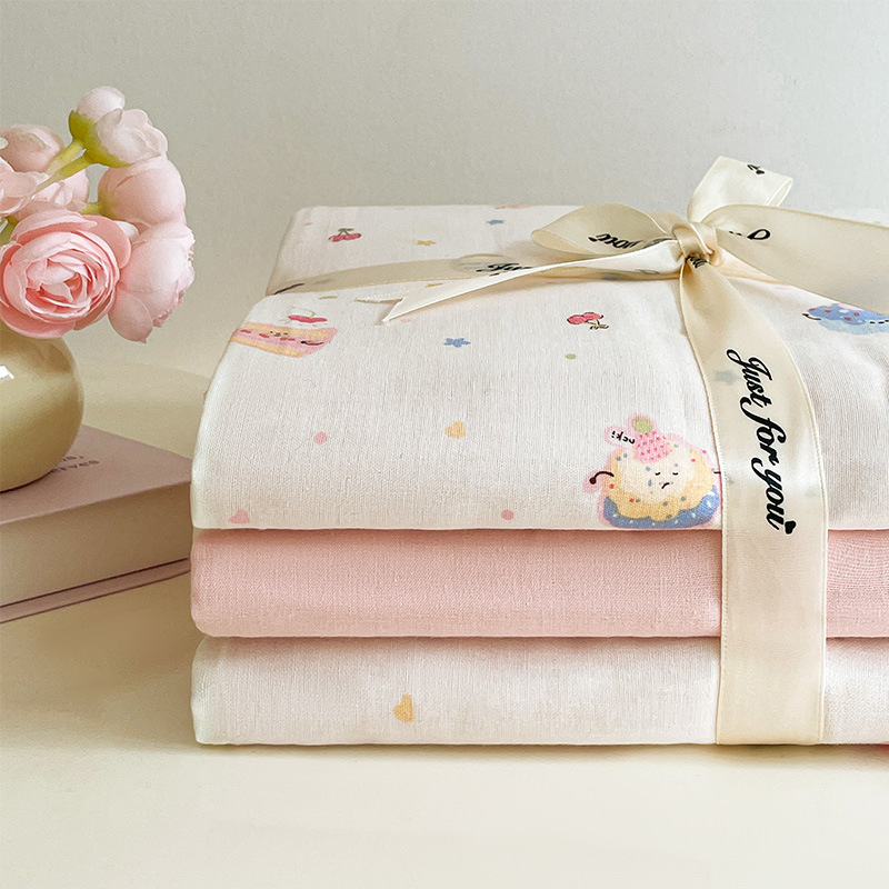 Nuevo juego de cuatro piezas de cama de hilo de doble capa Clase A, algodón puro, 2025, nuevo juego de sábanas con funda de edredón, ropa de cama de tres piezas