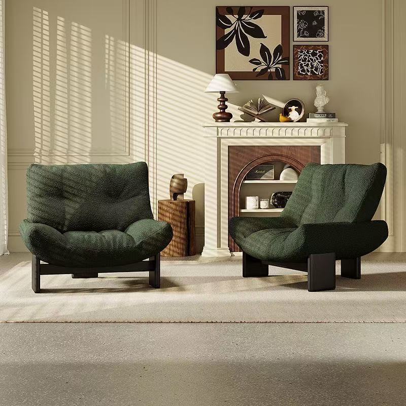 Retro Nordic Single Sofa Chair, Solid Wood Leisure Chair, Balcony Living Room Reception Designer Lazy Lounge Chair Retro Nordic Single Sofa Chair, Solid Wood Leisure Chair, Balcony Living Room Reception Designer Lazy Lounge Chair