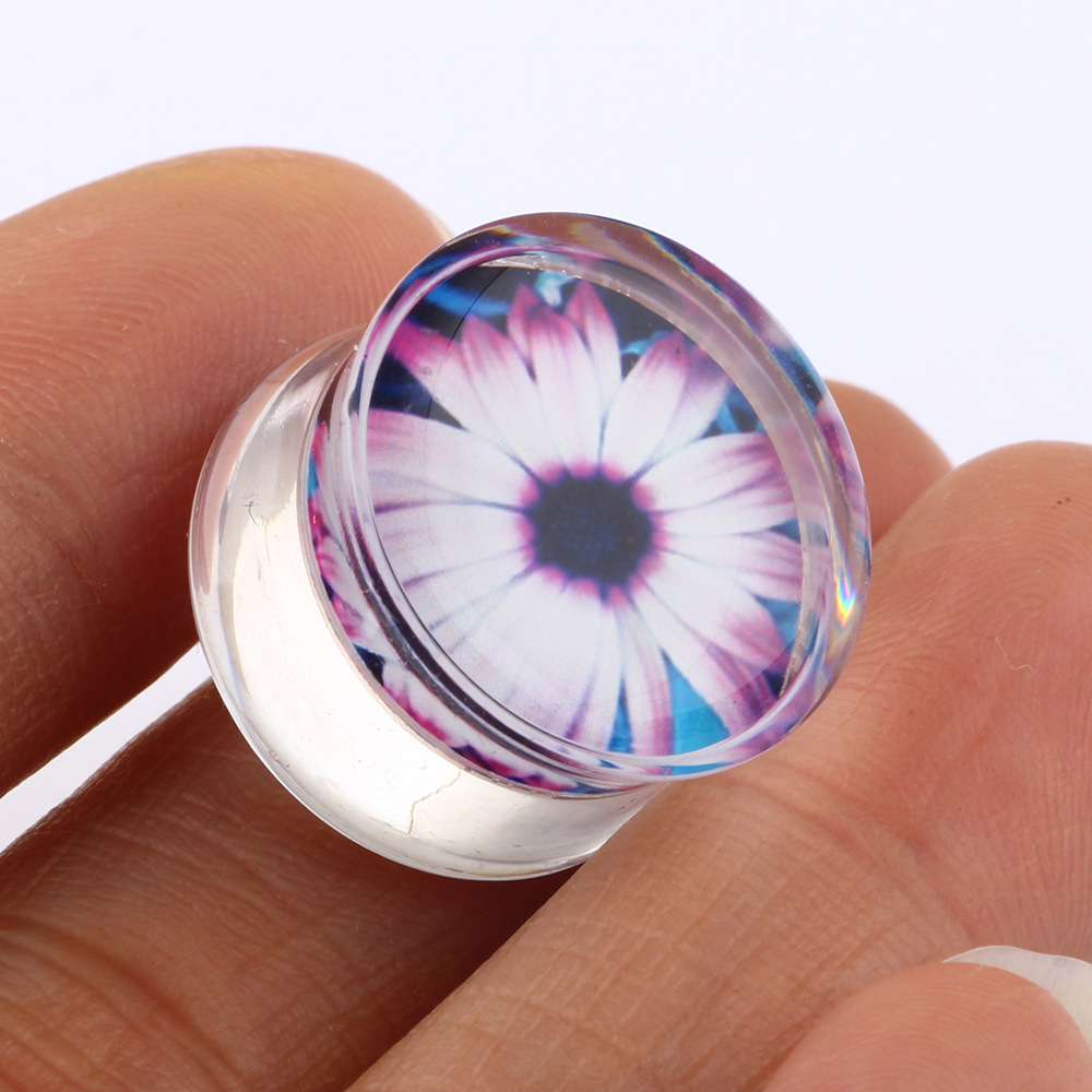Transparent Acrylic Auricle Piercing Jewelry Ear Expander Purple Chrysanthemum for Amazon EBAY detail image 7
