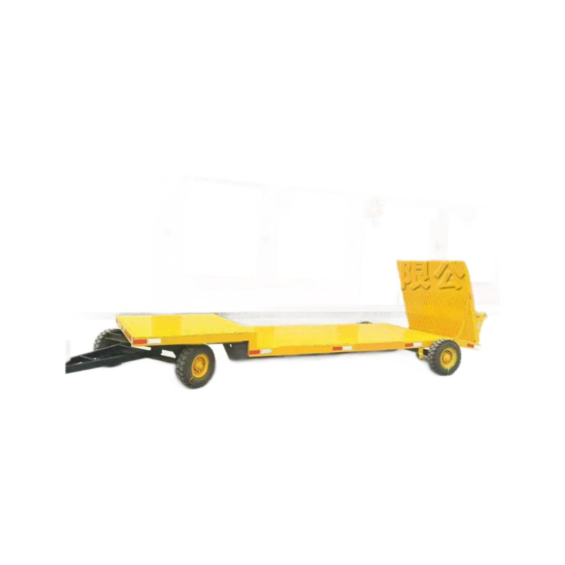 remolque de placa plana para contenedores de muelle de transporte portuario móvil con dirección de cuatro ruedas de trolley remoto