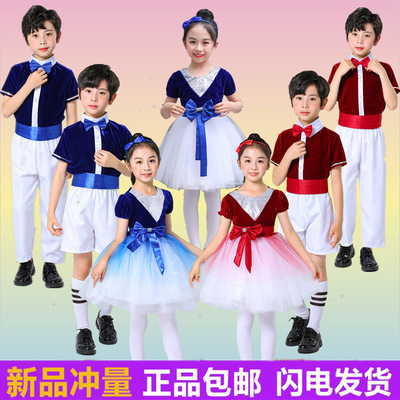 六一儿童背带裤公主裙合唱服男女童中小学生诗歌朗诵舞蹈演出服装