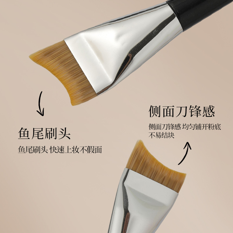 ファンデーションブラシ、極薄、パウダーフリー、フラットヘッド、ベベル、三日月、フィッシュテール、初心者シームレスコンシーラー、フラットヘッドリキッドファンデーションメイクブラシ|undefined