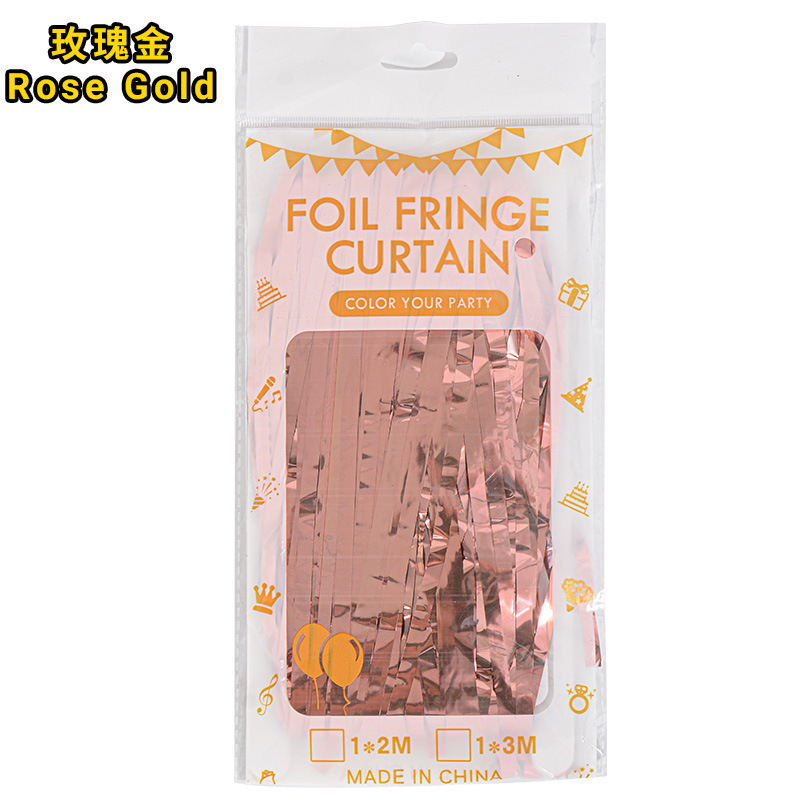 Cortina de lluvia de color transfronteriza cumpleaños boda decoración cortina de lluvia 1 * 2m fondo tela de lluvia al por mayor