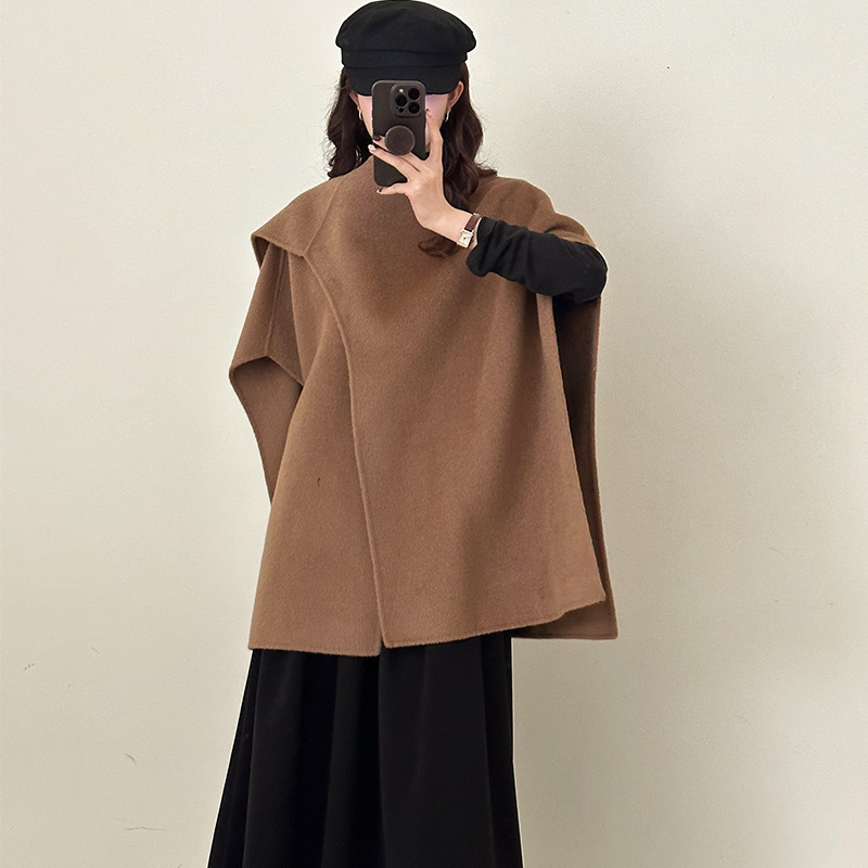 [Original] Processed and Customized Double-Sided Wool Cloak, Shawl, Woolen Outwear, Women's Autumn and Winter High-End Top