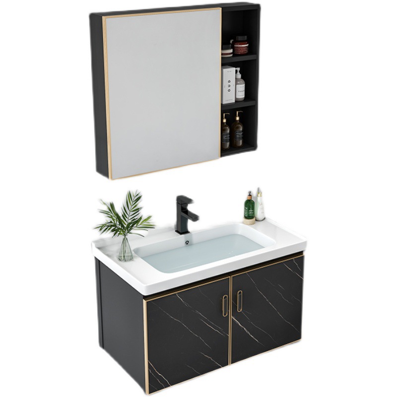 gabinete de baño combinación de todo el aluminio lavabo lavabo gabinete lavabo gabinete lavabo pequeño hogar lavabo cerámica placa de roca inteligente