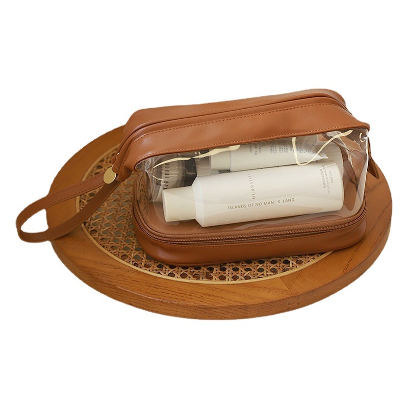 Nube de doble capa engrosada alambre de acero bolsa de cosméticos bolsa de almacenamiento de cosméticos portátil de gran capacidad de viaje bolsa de lavado