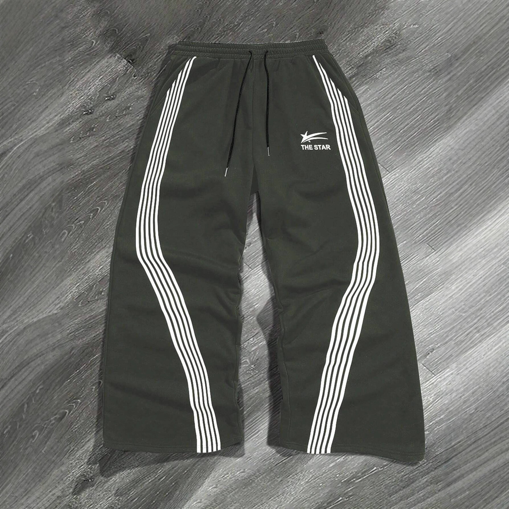 Striped Printed Sports Sweatpants Autumn Casual Men's Street Fashion Versatile Wide-Leg Long Pants