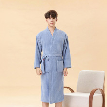 男士珊瑚绒浴袍抗菌吸水柔软加厚加长大码浴衣男款家居服酒店睡袍