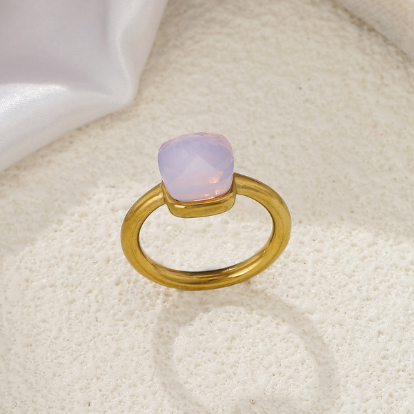 geometric retro fashionable small design ring with stone stainless…
